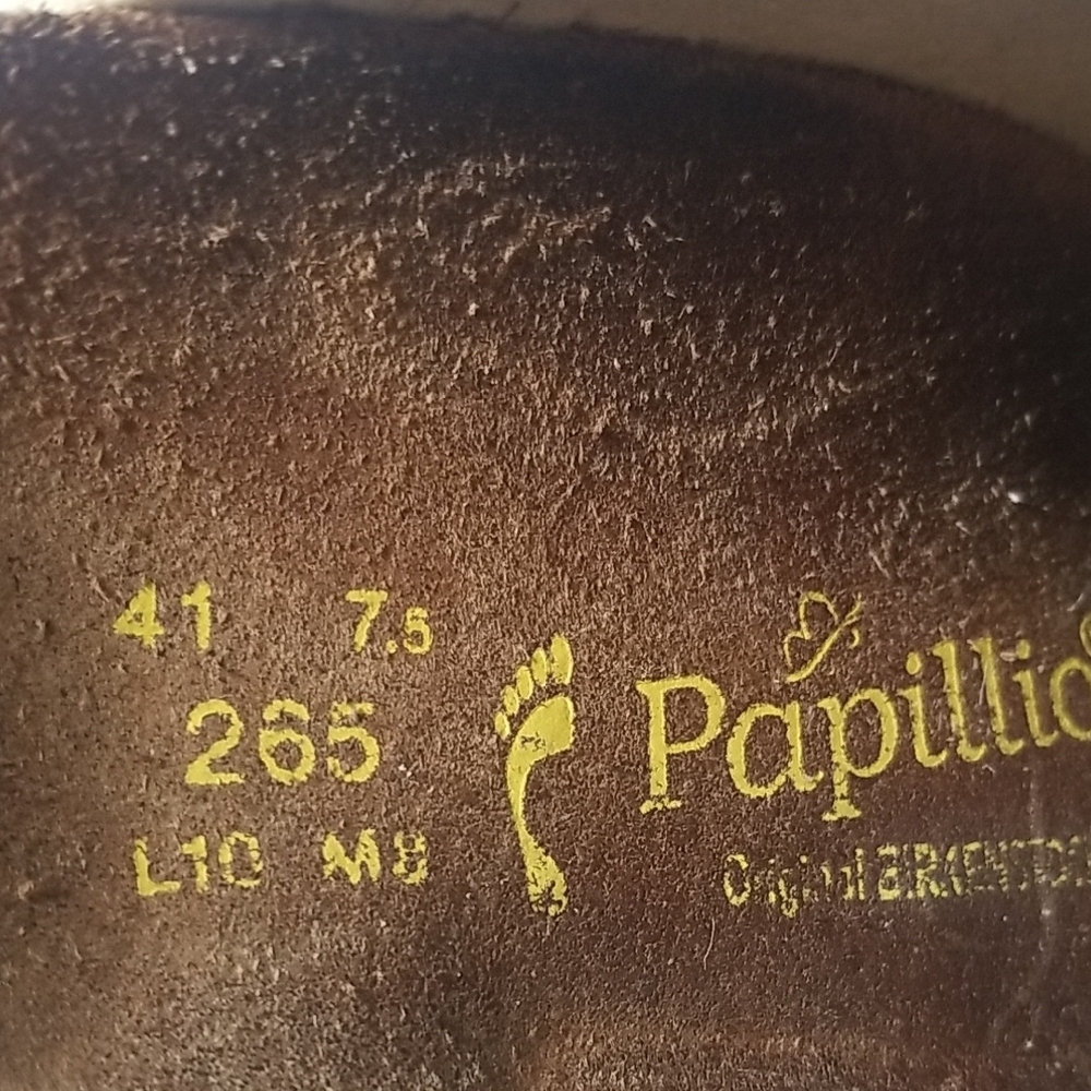 Papillio by Birkenstock Yellow, Black and Gray Mules Comfort Footbed - Picture 2 of 8